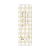 Beige Gingham Little Goose Return Address ラベル (正面)
