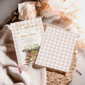 Beige Gingham Off The Market Bridal Shower Invite 招待状