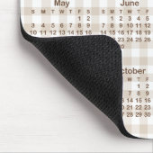 Beige Gingham Plaid Brown 2026 Calendar マウスパッド (コーナー)