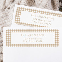 Beige Gingham Return Address