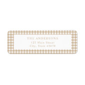 Beige Gingham Return Address ラベル (正面)