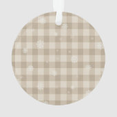 Beige Gingham Snowflake Ornament – Neutral Farm オーナメント (裏面)