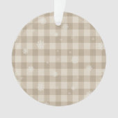 Beige Gingham Snowflake Ornament – Neutral Farm オーナメント (正面)