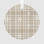 Beige Gingham Snowflake Ornament – Neutral Rustic オーナメント (裏面)