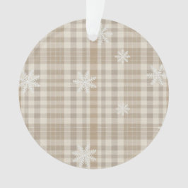 Beige Gingham Snowflake Ornament – Neutral Rustic オーナメント