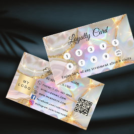 Beige gold agate qr business logo loyalty card ロイヤリティカード