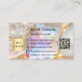 Beige gold agate qr business logo loyalty card ロイヤリティカード (裏面)