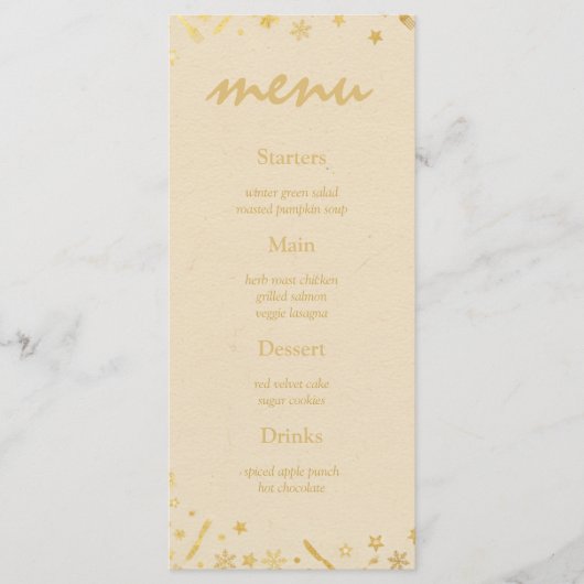 Beige Gold Christmas Party Menu with Fine Accents メニュー (正面)