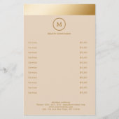 Beige Gold Stripe Monogramm Circle Flyer チラシ (正面)