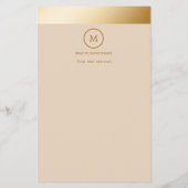 Beige Gold Stripe Monogramm Circle Flyer チラシ (裏面)