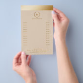 Beige Gold Stripe Monogramm Circle Flyer チラシ (ハンドル)