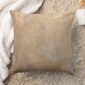 Beige Gold Textured Throw Pillow クッション (ブランケット)