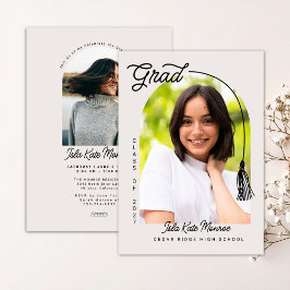 Beige Grad Announcement and Invitation with Photo 招待状