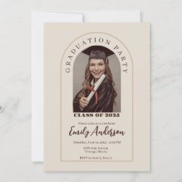 Beige graduation card with photo 招待状