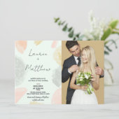 Beige Gray結婚式招待状と写真 招待状 (スタンド正面)