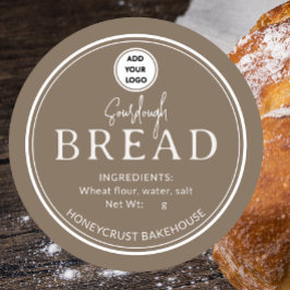 Beige-Gray Bakery Sourdough Bread Logo Sticker ラウンドシール