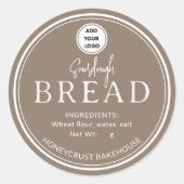 Beige-Gray Bakery Sourdough Bread Logo Sticker ラウンドシール (正面)