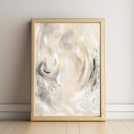 Beige Gray Contemporary Abstract art Poster ポスター