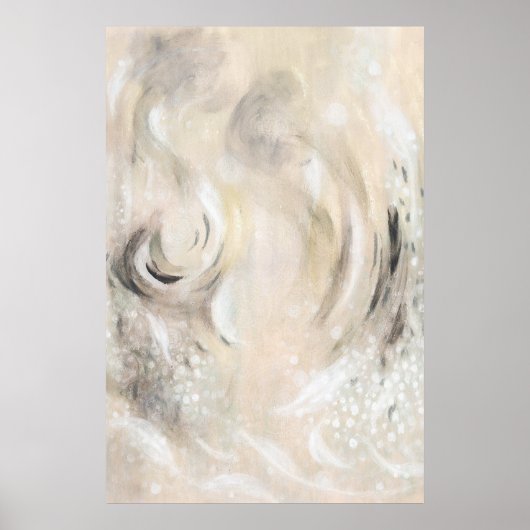Beige Gray Contemporary Abstract art Poster ポスター (正面)