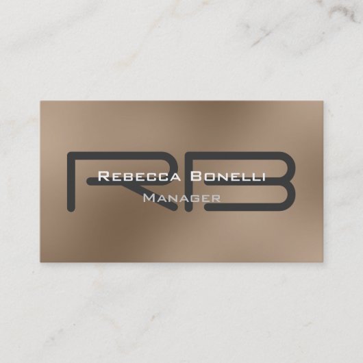 Beige Gray Monogramマネージャの名刺 名刺 (正面)
