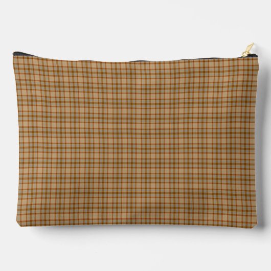 Beige Gray Plaid Tartan Pattern アクセサリーポーチ (裏面)