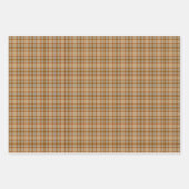 Beige Gray Red Brown Plaid Tartan ラッピングペーパーシート (正面3)