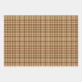 Beige Gray Red Brown Plaid Tartan ラッピングペーパーシート