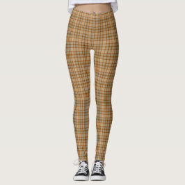 Beige Gray Red Brown Plaid Tartan Leggings レギンス