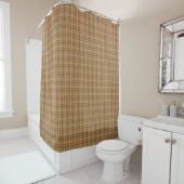 Beige Gray Red Tartan Rustic Shower Curtain シャワーカーテン (インサイチュ)