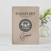 Beige Greece Passport日付カードの保存 セーブザデート (スタンド正面)