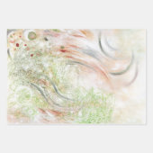 Beige Green Gray Abstract Collage ラッピングペーパーシート (正面3)