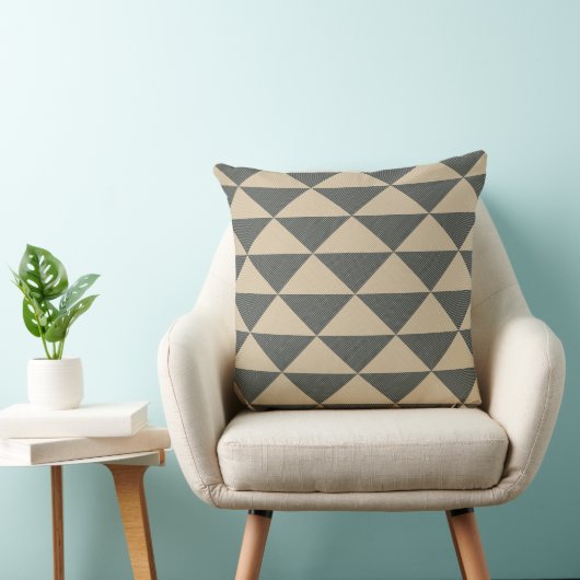 Beige green triangle pattern Throw Pillow クッション (椅子)