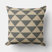 Beige green triangle pattern Throw Pillow クッション (正面)