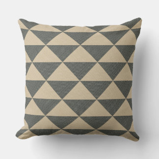Beige green triangle pattern Throw Pillow クッション