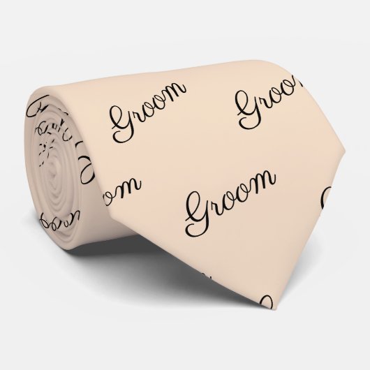 Beige Groom scripture wedding Neck Tie ネクタイ (ロール)