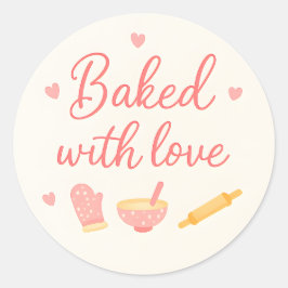 Beige Hearts Baking Thank You Sticker ラウンドシール
