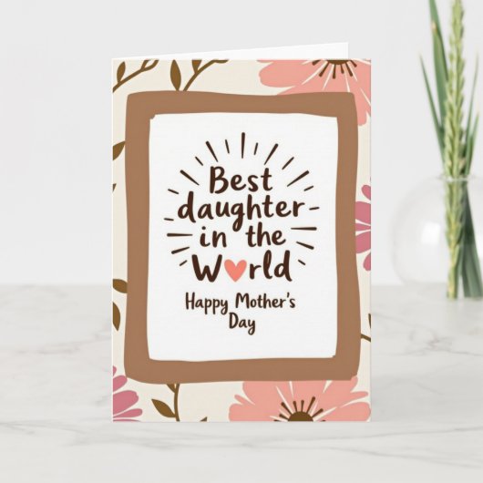 Beige Hearts Mothers Day Card カード (正面)