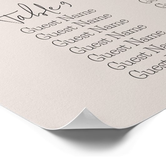 Beige Heaven Sent Gender Reveal Seating Chart ポスター (角)