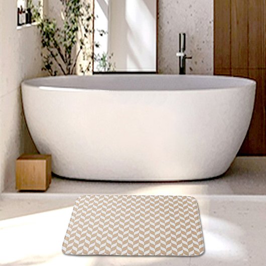 Beige Herringbone Pattern Bath Mat バスマット