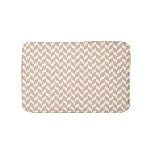 Beige Herringbone Pattern Bath Mat バスマット (正面)