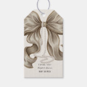 Beige Ivory Bow Baby Shower Thank You ギフトタグ (正面)