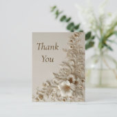 Beige & Ivory Floral Thank You Card ポストカード (スタンド正面)