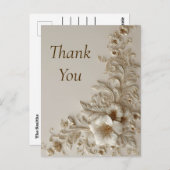 Beige & Ivory Floral Thank You Card ポストカード (正面/裏面)