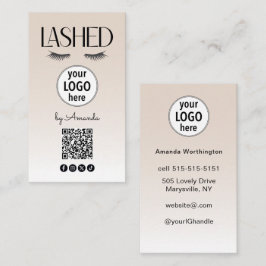 Beige Lashed Eyelashes Minimalist QR Code Social 名刺