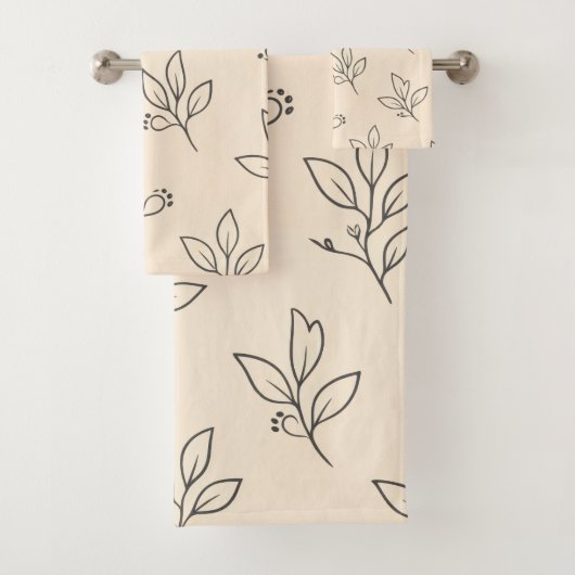 Beige Leaf Bathroom Towel Set バスタオルセット (インサイチュ)
