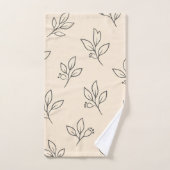 Beige Leaf Bathroom Towel Set バスタオルセット (ハンドタオル)
