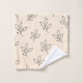 Beige Leaf Bathroom Towel Set バスタオルセット (ウォッシュタオル)