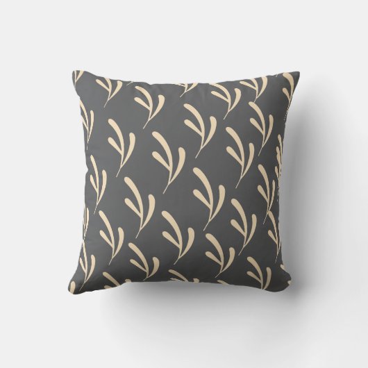 Beige Leaf Repeat Gray       クッション (裏面)