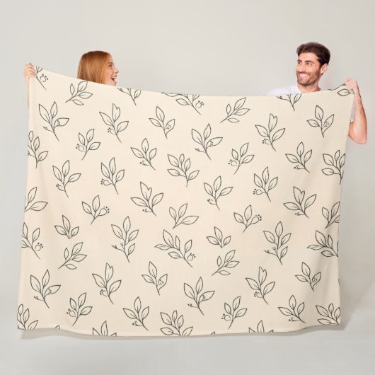 Beige Leaf Throw Blanket フリースブランケット (インサイチュ)