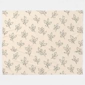 Beige Leaf Throw Blanket フリースブランケット (正面(横))